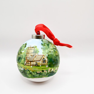 This is a white holiday decorations by Arohika Verma called custom hand-painted wedding ornament in standard