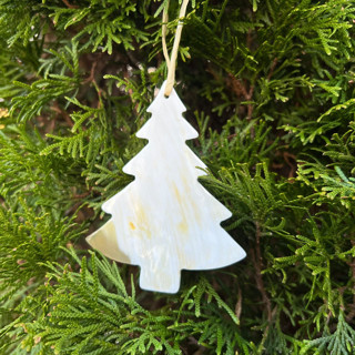 This is a multicolorassorted-colors holiday decorations by Powered By People called sustainable horn evergreen tree ornament in standard