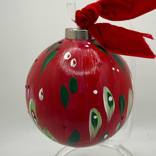 This is a red holiday decorations by Melissa Stone Mangham called santa's tree in standard