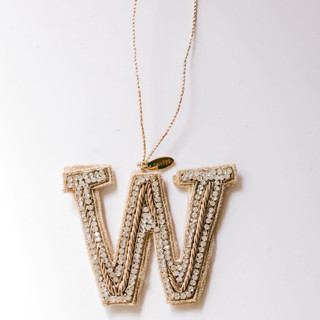 This is a silver holiday decorations by Courtney Bedi called personalized handmade letter ornament - large w in standard