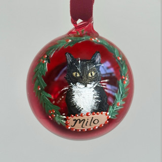This is a multicolor holiday decorations by Ashley Myers called hand-painted pet ornament in standard