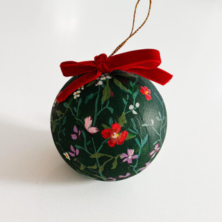 This is a green holiday decorations by Arohika Verma called hand-painted botanical christmas ornament on green background in standard