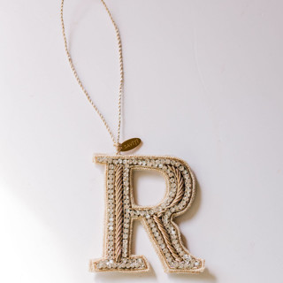 This is a silver holiday decorations by Courtney Bedi called personalized handmade letter ornament - large r in standard
