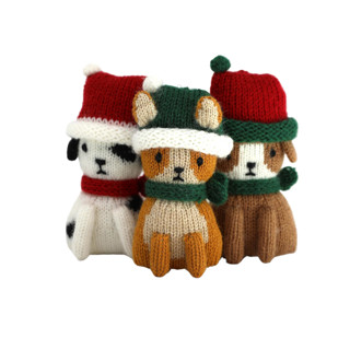 This is a multicolor holiday decorations by Melange Collection called puppy ornaments, set of 3 in standard