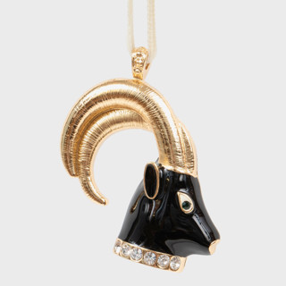 This is a black holiday decorations by Joanna Buchanan called capricorn hanging ornament in standard