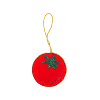 This is a red holiday decorations by Jollity and Co called tomato embellished christmas ornament in standard