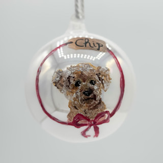 This is a multicolorassorted-colors holiday decorations by Ashley Myers called custom hand-painted pet ornament with bow in standard