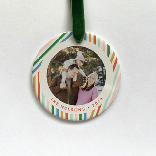 This is a multicolorassorted-colors holiday decorations by Holly Whitcomb called personalized photo ornament - tutti frutti in standard
