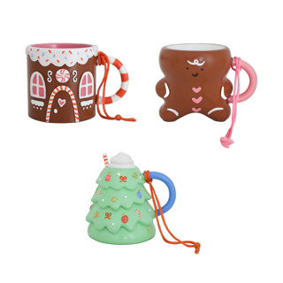 This is a multicolor holiday decorations by Jollity and Co called baking spirits bright mug ornament - set of 3 in standard