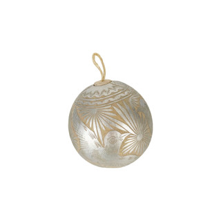 This is a silver holiday decorations by Vanessa Sherwood called hand carved jicara gourd ornaments from mexico - silver in standard