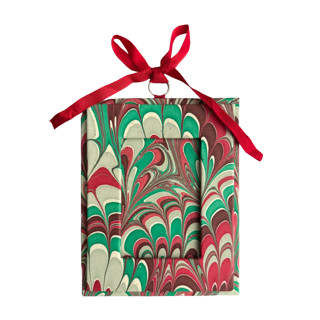 This is a red holiday decorations by Inner Child called holiday picture frame ornament in festive marble in standard