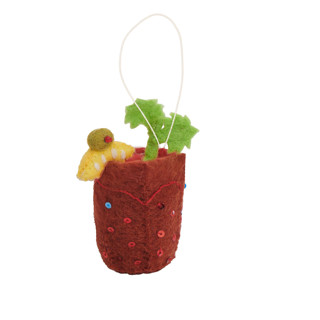 This is a red holiday decorations by Global Goods Partners called felt cocktail ornaments- bloody mary in standard