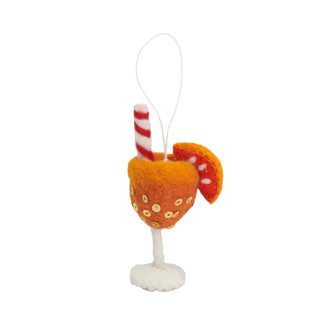 This is a orange holiday decorations by Global Goods Partners called felt cocktail ornaments-aperol spritz in standard
