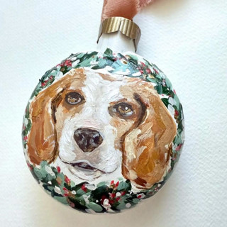 This is a multicolor holiday decorations by Kristen Laczi called custom pet portrait ornament in standard