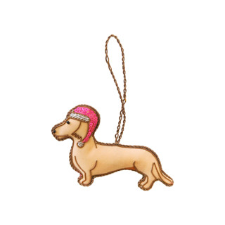 This is a brown holiday decorations by Jollity and Co called ginny the dachshund embellished christmas ornament in standard