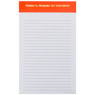 This is a orange back to school supplies by Chez Gagné called things i'll probably do tomorrow - lined notepad in standard