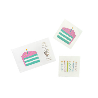 This is a multicolor party favors by Jollity and Co called it's a birthday temporary tattoos - set of 2 in standard