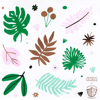 This is a green party favors by Jollity and Co called tropicale stickers - set of 4 in standard