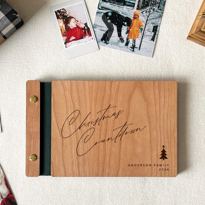 Advent Calendar Countdown to Christmas Album 2025 | Cherry Wood | 6 x 9