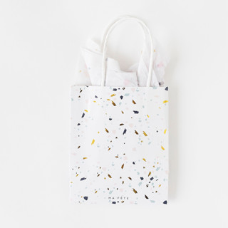 This is a white party favors by MA FÊTE called terrazzo  gift bags (4) in standard