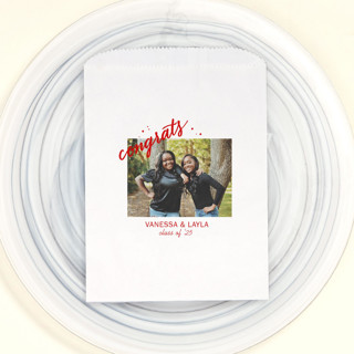 This is a white party favors by ForYourParty called congrats grad confetti custom photo party bag, set of 25 in standard