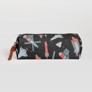 This is a black pencil cases by Meggy Masters called space odyssey in lower case