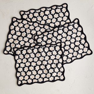This is a midnight table linens by Jennifer Holbrook called daisies in standard