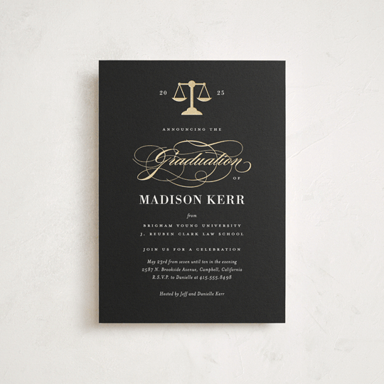 Law Degree Graduation Party Invitations by Jill Means Minted
