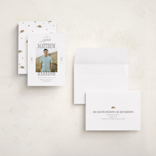 This is a tuxedo graduation invitations with standard by Pink House Press called posh party printing on recycled smooth signature in grand