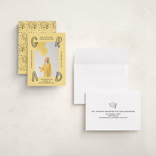 This is a butter graduation invitations with standard by Inkblot Design called outlined printing on recycled smooth signature in grand