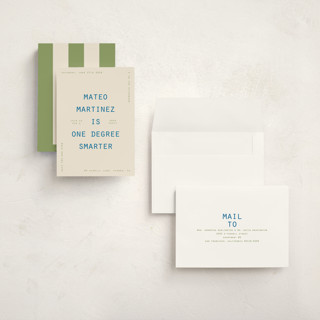 This is a sky graduation invitations with standard by Owl and Toad called degree printing on signature in grand