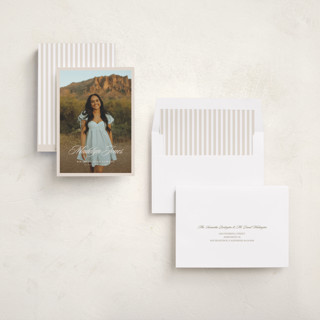 This is a sand graduation announcements with standard by Megan Cash called fluid printing on recycled smooth signature in standard