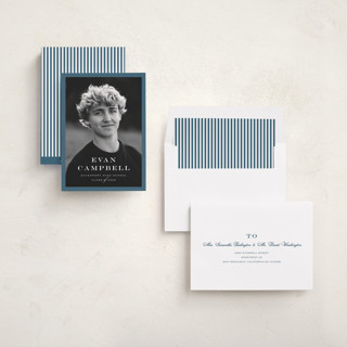 This is a rain graduation announcements with standard by Carolyn MacLaren called forever young printing on recycled smooth signature in standard