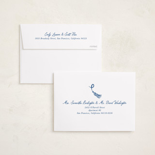 This is a cobalt graduation announcements with standard by Susan Zinader called sketched tassel frame printing on recycled smooth signature in standard