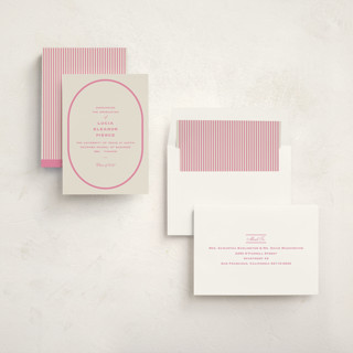 This is a strawberry graduation announcements with standard by Megan Davis called commence printing on signature in standard