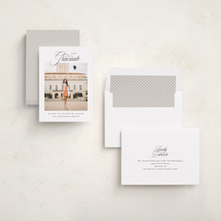 This is a swan graduation announcements with standard by Jennifer Postorino called classical grad printing on recycled smooth signature in standard