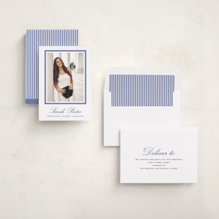 This is a indigo graduation announcements with standard by Sara Hicks Malone called longwood printing on recycled smooth signature in standard