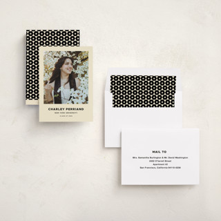 This is a cream graduation announcements with standard by Megan Davis called ludlow printing on recycled smooth signature in standard