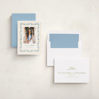 This is a sky graduation announcements with standard by Melanie Kosuge called blooming printing on recycled smooth signature in standard