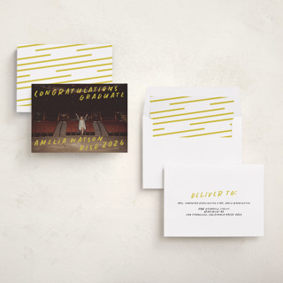 This is a lemoncello graduation announcements with standard by Maja Cunningham called celebration printing on recycled smooth signature in standard