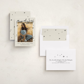 This is a cream graduation announcements with standard by Ani Somi called for the stars printing on recycled smooth signature in standard