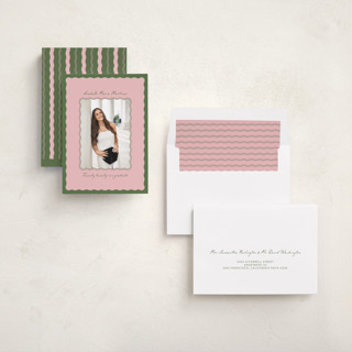 This is a sage graduation announcements with standard by Gabrielle Neil called lady lady printing on recycled smooth signature in standard