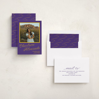 This is a eggplant graduation announcements with standard by Megan Davis called cotillion printing on recycled smooth signature in standard