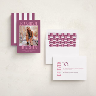 This is a grape graduation announcements with standard by Erin German called kamryn printing on recycled smooth signature in standard