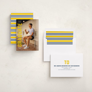 This is a canary graduation announcements with standard by Erica Krystek called upward printing on recycled smooth signature in standard