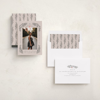This is a petal graduation announcements with standard by Ana de Sousa called celebratory frame printing on recycled smooth signature in standard