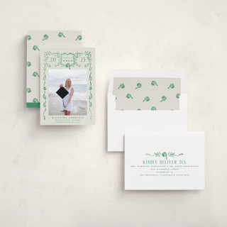 This is a laurel graduation announcements with standard by Petra Kern called grad crest printing on recycled smooth signature in standard