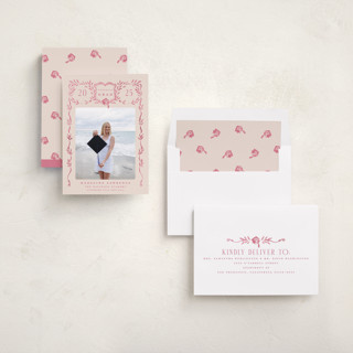 This is a rosebud graduation announcements with standard by Petra Kern called grad crest printing on recycled smooth signature in standard