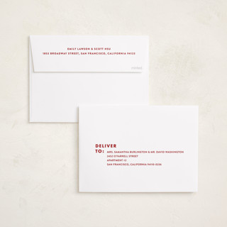 This is a crimson graduation announcements with standard by Olivia Raufman called fourth quarter printing on recycled smooth signature in standard