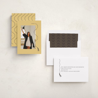 This is a buttercup graduation announcements with standard by Pati Cascino called celebra printing on recycled smooth signature in standard